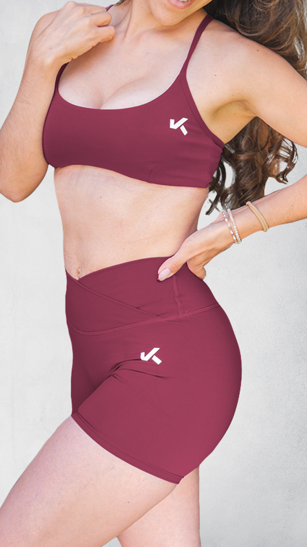 Set SILUETA V-Shape Bra/Short - Burdeo