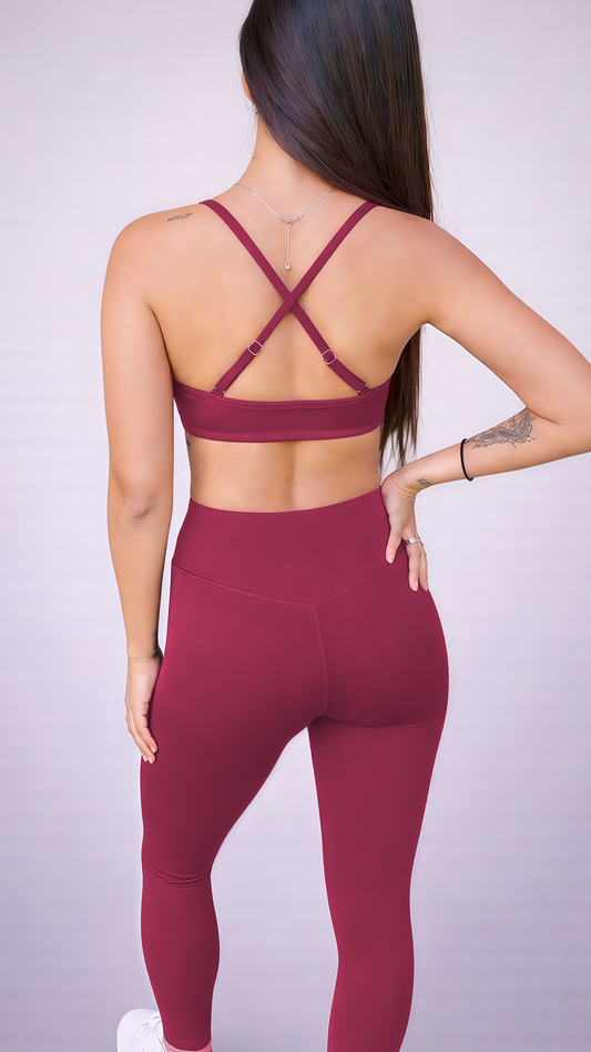 Set SILUETA V-Shape Bra/Legging - Burdeo