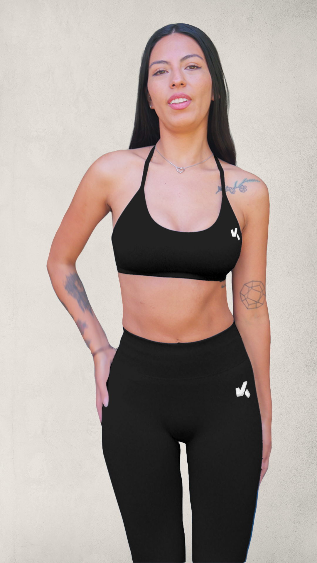 Set ESSENTIAL Push-Up Legging/Bra - Negro