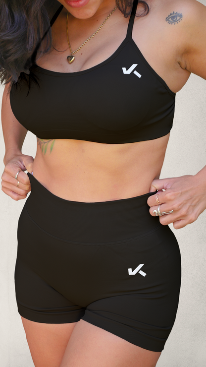 Short BALANCE Scrunch Sin Costuras - Negro